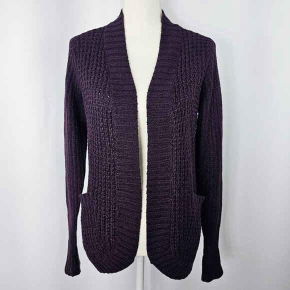 RD Style Sweaters - RD Style Women's Purple Open Knit Long Sleeve Cardigan With Pockets Size XSP